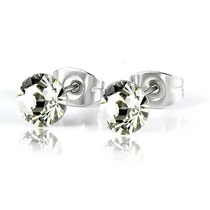 Kerek bedugós fülbevaló - Crystal színben - Preciosa kristállyal - 6 mm