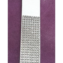 8 soros karkötő Swarovski kristályokkal - fehér bőr - fehér kristály - picit hibás termék!