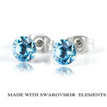 Bedugós fülbevaló - Aquamarine színben - Swarovski Elements - 6 mm