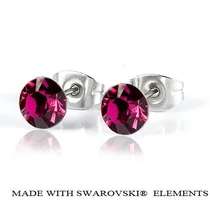 Bedugós fülbevaló - Fuchsia - színben - Swarovski Elements - 6 mm_product