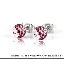 Bedugós fülbevaló - Light Rose - világos rózsaszín színben - Swarovski Elements - 6 mm