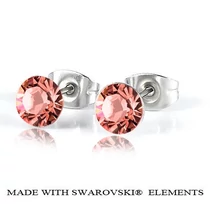 Bedugós fülbevaló - Rose Peach színben - Swarovski Elements - 6 mm