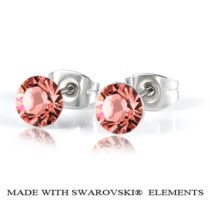 Bedugós fülbevaló - Rose Peach színben - Swarovski Elements - 6 mm