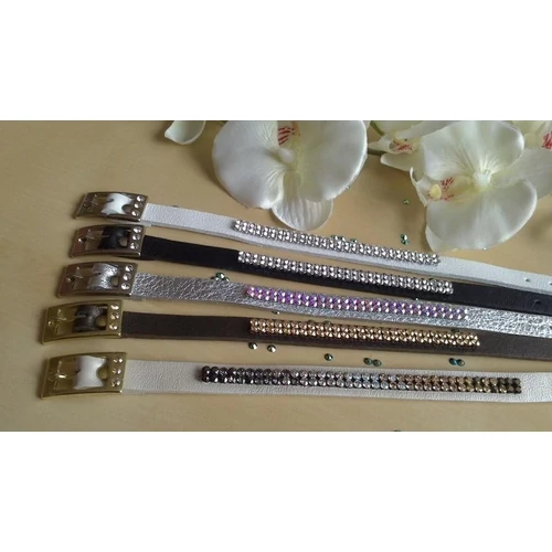 2 soros bőr karkötő swarovski elements kristályokkal